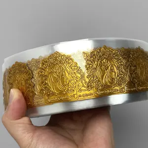 Logo personalizzato in metallo stampato in oro in rilievo con etichetta a forma di candela 3D con barattolo di candela stampa adesiva Anti-alcol impermeabile