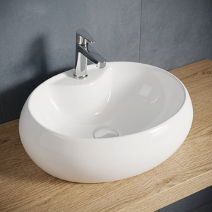 Lavabo carré en céramique moderne à poser sur comptoir, à prix abordable, pour salle de bain, équipement sanitaire - Product Image 4