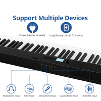 TERENCE V30 88-Key Semi-Weighted Folding Electric Piano Keyboard Portable Electronic Musical Instrument