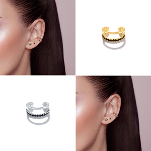 Pendientes de Plata de Ley S925 de Doble Capa con Incrustaciones de Diamantes, Diseño Creativo y Moderno, Estilo Ear Cuff, Tendencia 2023 - Product Image 5