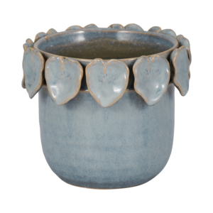 Vaso in Ceramica Rotondo con Design a Bordo Fogliatoio per Uso Interno ed Esterno - Product Image 1
