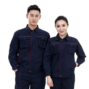 Ensemble <span class=keywords><strong>de</strong></span> combinaisons <span class=keywords><strong>de</strong></span> <span class=keywords><strong>travail</strong></span> <span class=keywords><strong>de</strong></span> protection avec texte brodé, en mélange <span class=keywords><strong>de</strong></span> coton respirant et anti-humidité, pour le printemps et l'automne - Product Image 1