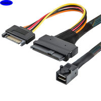 Câble adaptateur MINI SAS HD SFF-8643 vers SAS SFF-8639 avec connecteurs mâles SATA 15P, corps en plastique et gaine en nylon pour utilisation informatique