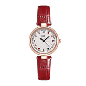 Moda colorido diamante estudiante reloj nicho de gama alta correa de cuero reloj de cuarzo para mujer al por mayor - Product Image 6