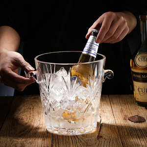 Hxglass Seaux à glace en verre cristal pour vin 1L-3L, style classique, portables avec trou de vidange et étanches pour les fêtes - Product Image 1