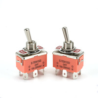 FEIBEN FS-120 12MM Oranye Saklar Toggle 6-Pin 3-Kecepatan dengan ON-OFF-ON Arus Maks 15A Tegangan Maks 250V