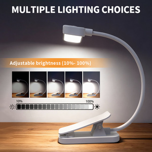 Lampe de lecture LED portable rouge rechargeable à clip, 3 niveaux de luminosité, flexible et réglable - Product Image 4