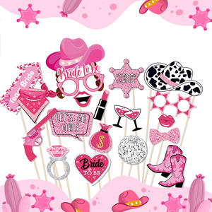 PZ313 rosa caldo ultimo Disco addio al nubilato foto stand di scena permette di andare ragazze sposa per essere per il Cowboy occidentale Cowgirl feste decorazioni - Product Image 2