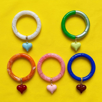 Perles tubulaires en résine Lucite bicolores dégradées, grande courbure, 31x8mm ; Perles en vrac pour bracelets, colliers et autres accessoires de bijouterie