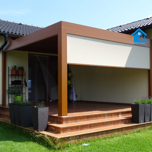 Moderno struttura retrattile <span class=keywords><strong>in</strong></span> <span class=keywords><strong>alluminio</strong></span> legno Pergola <span class=keywords><strong>Gazebo</strong></span> & padiglione per giardino balcone Bar feritoia ad arco profilo tende da sole retrattili - Product Image 1
