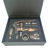 Kit de tire-bouchon à vin rouge Ouvre-bouteille de vin Tire-bouchon Set Niveau avec Kit d'outils pour le vin Accessoire de boîte-cadeau