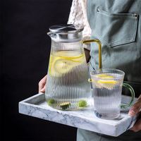 Ensemble théière en verre blanc froid Wonder 1400 ml en gros, écologique, passe au lave-vaisselle, design minimaliste pour la cuisine à domicile