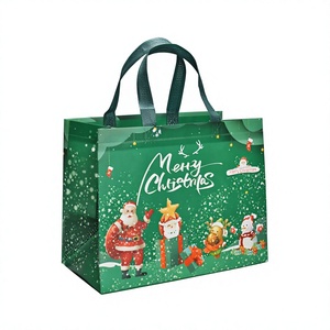 Sacs fourre-tout pliables personnalisés en non-tissé pour Noël, extra grands, motif léopard, réutilisables, imperméables, avec poignées, pour publicité, cadeaux, courses - Product Image 2
