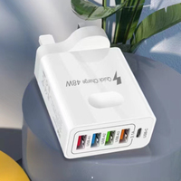 Nouveau chargeur de téléphone portable PD 48W 5V 2.4A, réglementations européennes et américaines, adaptateur multi-ports 4 USB, charge 0.5A, protection contre les courts-circuits, UE