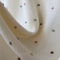 Couverture en tricot 100% coton à pois brodés, douce, légère et confortable, pour bébé, enfant, décoration de chambre d'enfant