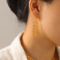 Ensemble de bijoux H&C en or 18 carats martelé, collier, bracelet et boucles d'oreilles bohèmes en acier inoxydable, bijoux pour femmes pour les vacances à la Méditerranée