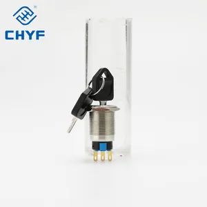 CHYF 16MM 19MM 22MM su geçirmez IP65 2 pozisyon 3 pozisyon kapalı Metal anahtar anahtarı kilit anahtarı