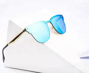 New flat blaze lenses brand metal rimless sun glasses women men fashionable famous brand name fashion sunglasses