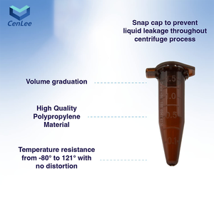 1.5ml遠心分離管接続カップ、透明アンバーブラウンプラスチック、目盛り付きマイクロ円錐底、チューブバイアル用、PP素材 - Product Image 3