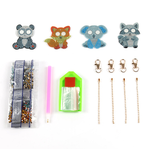 Portachiavi con Diamanti 5D Fai-da-Te, Decorazioni con Animali dallo Sguardo Accattivante, Cristalli Rotondi per Mosaico - Product Image 3