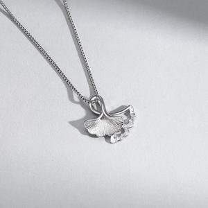 Three Lives Of Luck Couple Necklace Ginkgo Leaf Pendant Silver <b>Chain</b> For Women And Men Gift Jewelry Fashion Accessory - Product Image 3