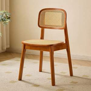 Chaise en rotin rétro Kaman avec dossier en bois massif, idéale pour restaurant, salon de thé, gîte ou usage de loisirs - Product Image 2