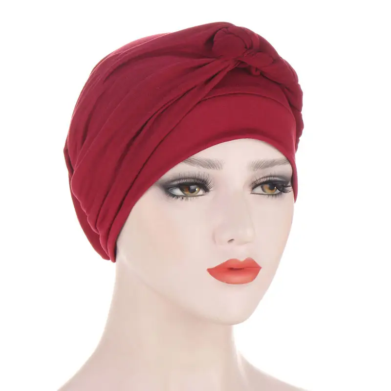 Berretti interni da donna musulmana bandane intrecciate Hijab Comfort moda cappello turbante colorato nodo incrociato cappelli chemio testa che indossa turbante