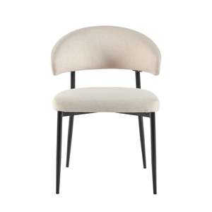 Chaises de salle à manger au design moderne, confortables, en <span class=keywords><strong>tissu</strong></span> <span class=keywords><strong>beige</strong></span>, pieds en métal <span class=keywords><strong>noir</strong></span> - Product Image 2