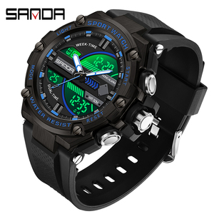 Montres pour hommes SANDA 3185 <span class=keywords><strong>G</strong></span> Style, nouvelles, étanches à 50 m, montres à quartz sportives résistantes aux chocs pour hommes, montre-bracelet numérique - Product Image 5