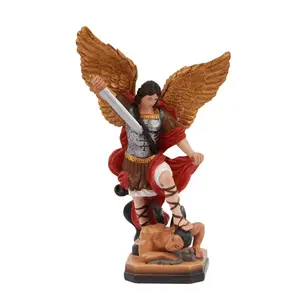 圣迈克尔大天使彩色天主教宗教礼物树脂小5英寸雕像
