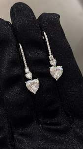 Boucles d'oreilles pour femmes en forme de cœur en argent VVS1 avec pierre de silicium Rui Zun, bijoux de mode 2ct - Product Image 5