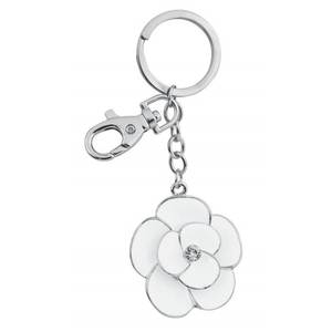 Portachiavi con fiore bianco, design elegante, scatola non inclusa - Product Image 1
