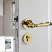 Ensemble de poignées de porte à levier silencieuses de style français, finition dorée, design de luxe léger, pour portes de salle de bain et de chambre européennes, portes en bois
