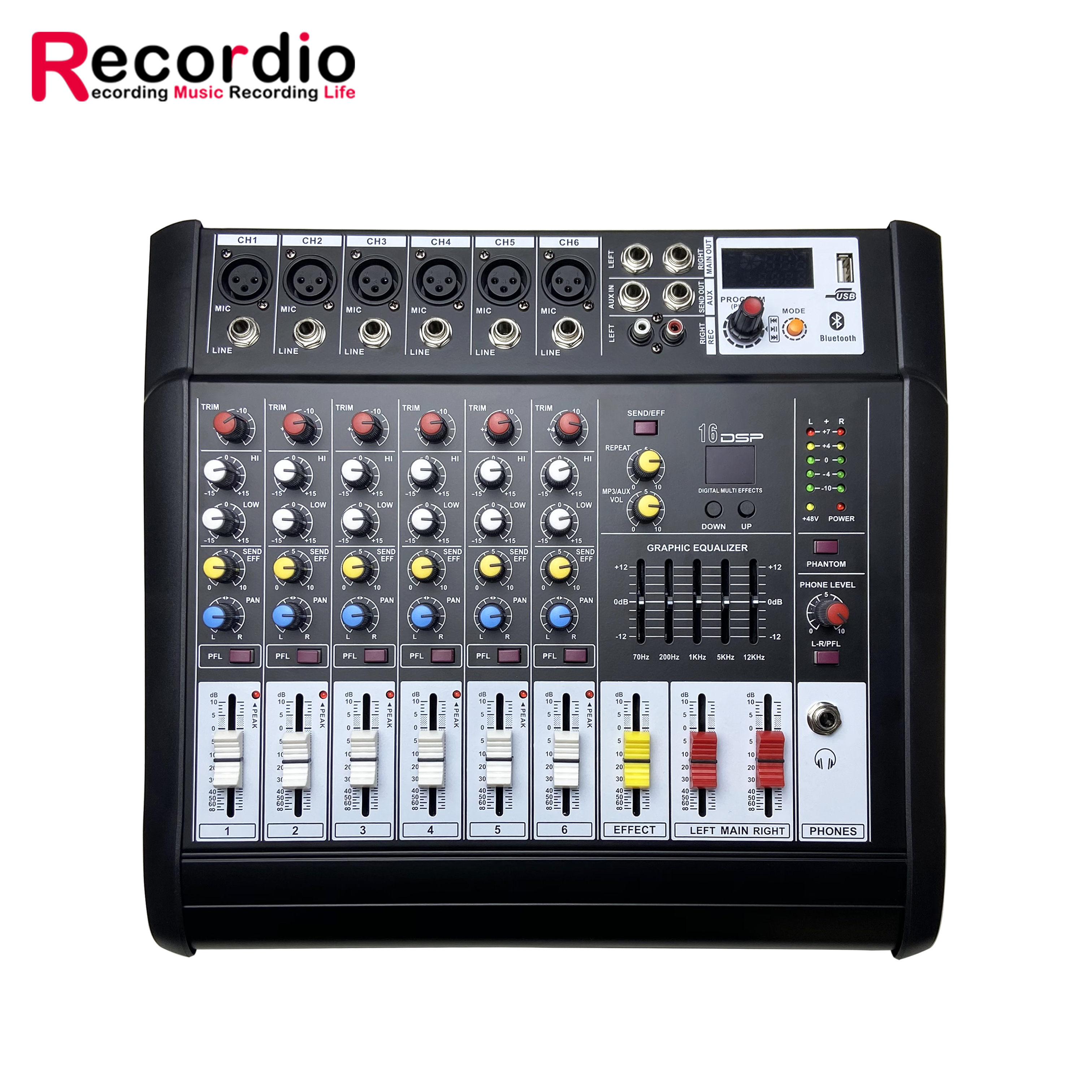 GAX-602D микшер с 6-канальным усилителем