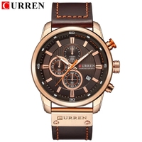 Erkekler için saat CURREN 8291Quartz Hareketli Deri Kayış Büyük Kadran Günlük Spor Takvim Su Geçirmez Saat Relogio Masculino