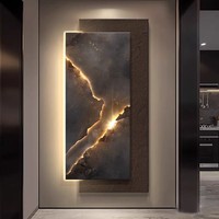 Art mural LED moderne abstrait à double couche sans cadre imprimé UV avec texture de grès pour une utilisation en intérieur