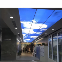Panel de Luz LED de Aluminio para Techo, Diseño Moderno con Imagen de Cielo Azul y Nubes, Personalizable, Lámpara de Techo para Oficina con Imagen de Playa y Sol, Impermeable