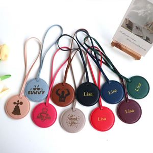 PU Leather Circle Keyring Round Keychain Women Handbag Pendant Gift Ladies Luggage <b>Bag</b> <b>Charm</b> Pendant DIY Craft <b>Bag</b> Accessories - Product Image 4