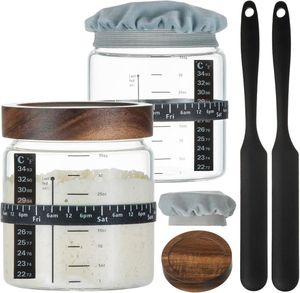 Tarro de fermentación reutilizable para masa de pan de 24 oz con termómetro, banda de alimentación y raspador, para panificación - Product Image 2
