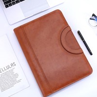 Classeur en cuir multifonctionnel A4 avec sac à fermeture éclair Classeur à anneaux pour directeur d'entreprise avec poches à pince pour ordinateurs portables