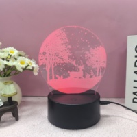 Lampu Malam LED Natal Akrilik 3D Ilusi Cahaya Putih Hangat USB Tombol Peredup Lampu Tidur Dekorasi Meja Samping Tempat Tidur Hadiah