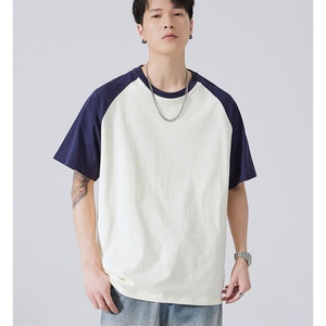 Camiseta Personalizada para Hombre, 100% Algodón, Antiarrugas, Transpirable, Corte Regular, Mangas Raglán en Contraste, Estilo Urbano Vintage - Product Image 6