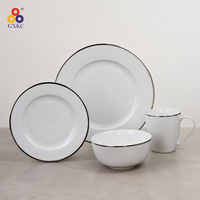 Vente en gros de vaisselle européenne en céramique fine Silver Line 16pcs vaisselle de table en porcelaine kit de vaisselle kit de vaisselle