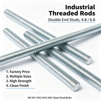 Double End Threaded Studs Grade 4.8/6.8 Steel Black Zinc Finish Metric M9-M16 M41 Industrial Stud Bolt Factory Supply