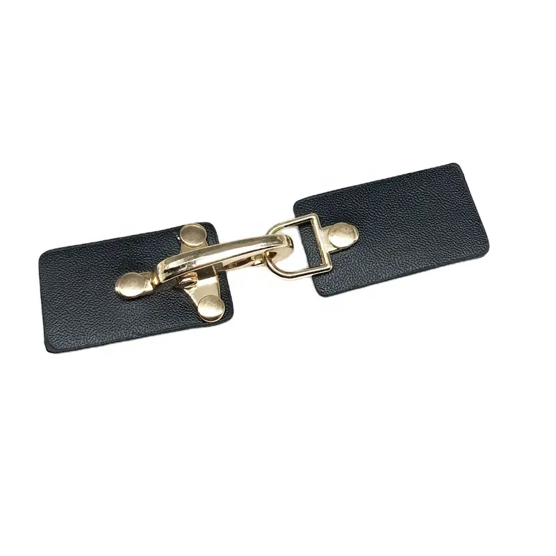 Pairs Metal Buckle Clip Cloak Clasp Fasteners Sew- On Toggles Button Black PU Leather Snap For DIY Clothes Accessories Coat Tog