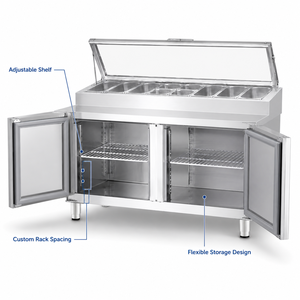 <span class=keywords><strong>Tavolo</strong></span> Refrigerato Commerciale per Preparazione Insalate e Sandwich, Banco Frigorifero <span class=keywords><strong>in</strong></span> Acciaio Inox per Pizza con Vetrina Protettiva - Product Image 3
