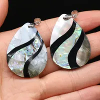 Pendentif en coquille naturelle 50x30mm, nacre et coquille d'ormeau, breloques exquises pour la fabrication de bijoux et accessoires DIY