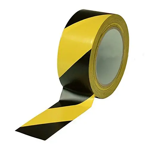 Vinyl material Black and yellow hazard warning safety stripe tape 2 inch ideal for walls floors pipes and equipment