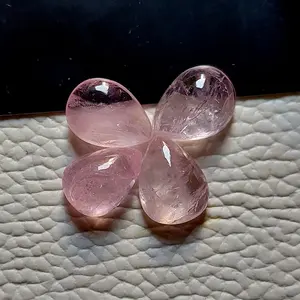 Cabujón en forma de pera de morganita Rosa Natural de gran calidad, tamaño de 9x12x5mm, paquete de 4 Uds., cabujón de pera de morganita para joyería - Product Image 1