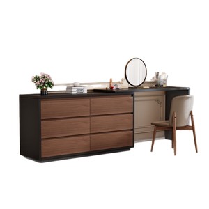 <b>Dressing</b> <b>Table</b> With Chest Of Drawers Integrated Solid Wood Modern Minimalist Bedroom <b>Vanity</b> Desk For Makeup Storage - Product Image 3